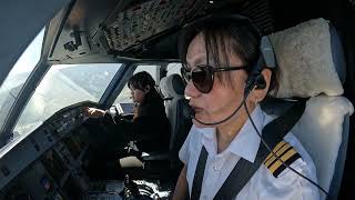 Airbus A319 Cockpit View of Two Female Pilots Landing at Worlds Most Dangerous Airport Paro Bhutan [upl. by Bordiuk]