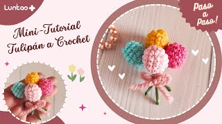 TUTORIAL MINI TULIPAN TEJIDO A CROCHET  FLOR TEJIDA PASO A PASO [upl. by Hendry]