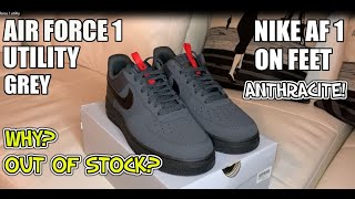 ON FEET  NIKE AIR FORCE 1 UTILITY GREY  ANTHRACITE  why out of stock [upl. by Elac]