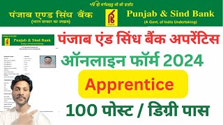 Punjab amp sind Bank Apprentice online form fill up 2024  how to fill up punjab and sind bank form [upl. by Aiciled]