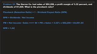 Chapter 03 Problem 22 Plowback Retention Ratio [upl. by Ikila]