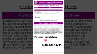 Ca Foundation September 2024 Result caresults foundation interresult2024 result2024 Sept2024 [upl. by Chimene569]