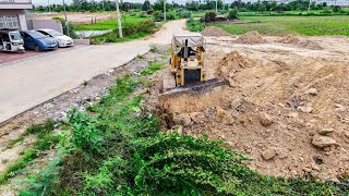 EP03 New UPDATE Land filling up using 5Ton truck unloading soil amp Dozer D58E Pushing soil into lake [upl. by Yelrebmik296]