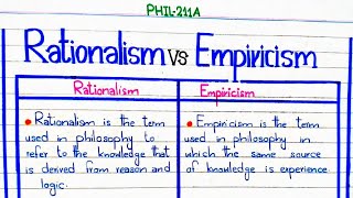 Rationalism VS Empiricism philosophy PHIL211A pu [upl. by Natanoy]