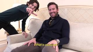 Timothée Chalamet photobombs Armie Hammers interview  LOFFICIEL [upl. by Haase]