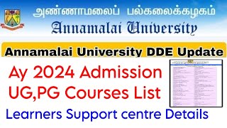 Annamalai University CDOE AY 2024 Admission Courses List Study Centres List👍 [upl. by Euseibbob]