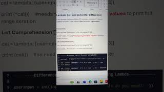 Lambda generator vs list difference  vs  shorts coding youtubeshorts [upl. by Engapmahc]