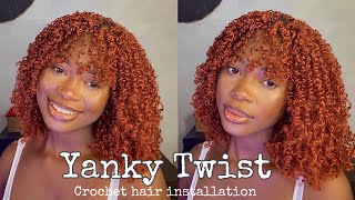 NEW YANKY TWIST CROCHET BRAID INSTALL  ginger  auburn  crochet braid plus [upl. by Gabi266]