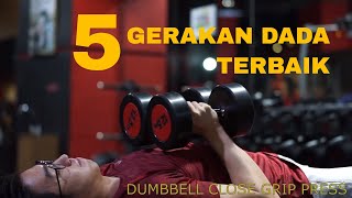 5 GERAKAN LATIHAN DADA DENGAN DUMBBELL  DIRUMAH  GYM [upl. by Grew]