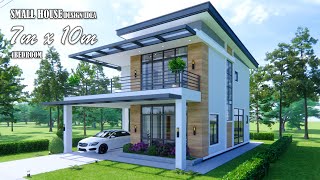 Small House Design  2Storey House  7m x 10m with 4Bedrooms [upl. by Guglielma]