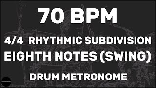 Eighth Notes Swing  Drum Metronome Loop  70 BPM [upl. by Tarsus986]