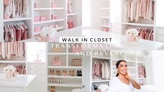 WALK IN CLOSET ORGANIZING AND DECORATING TRANSFORMATION AND REVEAL👛🏠 [upl. by Almeeta140]