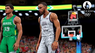 NBA 2K25 Olympics Mode  USA vs Brazil Quarterfinals  Ultra Realistic Gameplay [upl. by Albertina]