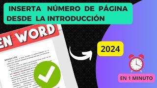 CÓMO poner NÚMERO de PÁGINA desde la INTRODUCCIÓN 2024 FÁCIL Y RÁPIDO [upl. by Ddej300]