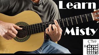 Misty Guitar Chord Melody  Lesson  Tutorial [upl. by Ahseyd]