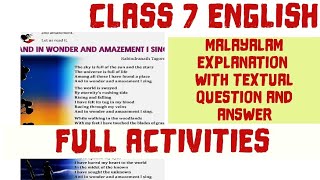 Class 7 English chapter2 And in wonder and amazement I sing Explanation and full Activities class7 [upl. by Sirref412]