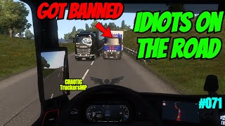 IDIOTS ON THE ROAD  IDIOT GET BANNED  CRAHSES AND MORE ETS 2 Multiplayer 071 [upl. by Hanshaw919]