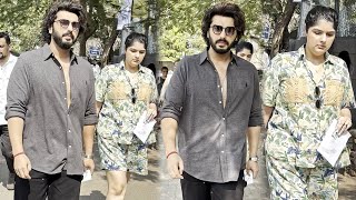 Arjun Kapoor With Sister Anshula Kapoor After Casting Their Vote Arrives At Jamnabai Narsee School [upl. by Aicnerolf339]