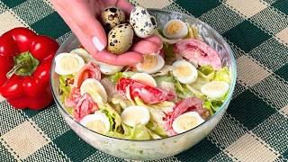 Light healthy evening salad for good sleeping ❗️ Iceberg Salad with quail eggs ❗️ [upl. by Meijer]