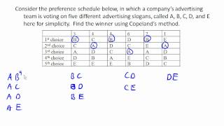 Copelands method  Pairwise comparsion 2 [upl. by Haerb]