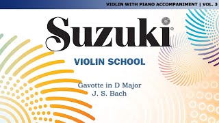 Suzuki Violin 3  Gavotte in D Major  J S Bach Score Video [upl. by Oyek]