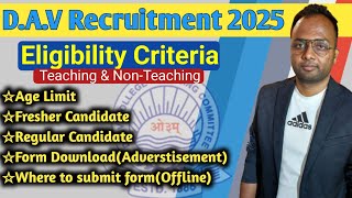 DAV Recruitment 2025🔥Eligibility Criteria For all post Teaching amp Non Teaching davrecruitment [upl. by Ellertal]