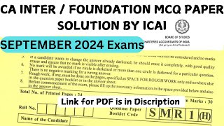 CA INTER FOUNDATION MCQ Answers Key Released By ICAI SEPTEMBER 2024 exams caexams [upl. by Pier]