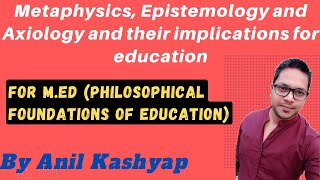 Metaphysics Epistemology and Axiology and their implications for education For MEd Philosophy [upl. by Sidnala182]