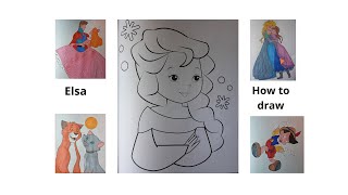 How to draw a Elsa in color DIY Teach children to draw For kids and parents [upl. by Alemac]