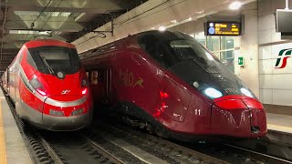 FRECCIAROSSA FRECCIARGENTO E ITALO TRENI AD ALTA VELOCITÀ ALLA STAZIONE DI BOLOGNA CENTRALE AV [upl. by Loftis]