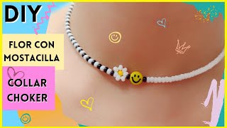 Como hacer Collar  CHOKER con FLOR 🌼 de mostacillas y carita feliz [upl. by Attebasile]