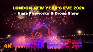 4K  London NYE 2024  Huge Fireworks Display amp Drone Show  Full Vlog [upl. by Tibbs]