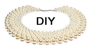 DIY Beaded collar ❤ How to make jewelry ENG [upl. by Werdnaed]