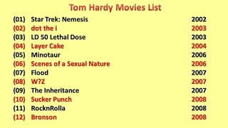 Tom Hardy Movies List [upl. by Rainah12]