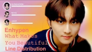 Enhypen  What Makes You Beautiful Original by One Direction Vertical Line Distribution [upl. by Idolem]