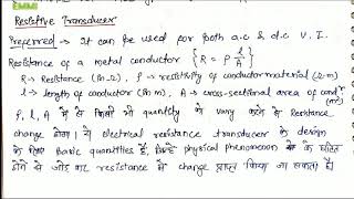 Transducer  Lecture 7  Resistive Transducer [upl. by Eveam]