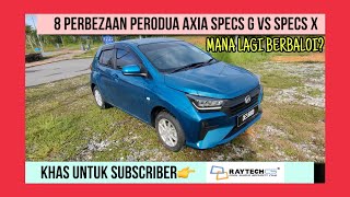 8 PERBEZAAN PERODUA AXIA SPECS G VS SPECS X [upl. by Harlene]