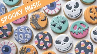 PASTEL HALLOWEEN COOKIES  Satisfying Cookie Decorating of Circle Halloween Cookies with Royal Icing [upl. by Nonaihr790]