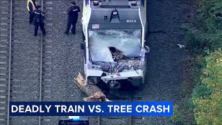 Operator killed 23 others injured after NJ Transit train strikes fallen tree in Mansfield Twp [upl. by Amelie]