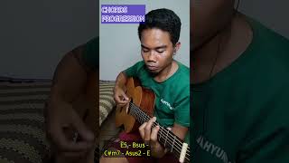 Chords Progression 》 E5BsusCm7 Asus2  E guitartutorial chords shorts youtubeshorts [upl. by Dnalerb]