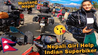 Cute Nepali Girl Help Indian Superbiker In Mustang Nepal 🇳🇵 Mustang Permit In Pokhara 😱 [upl. by Atnuahc]