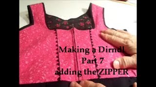 Making a Dirndl part 7 sewing the zipper [upl. by Haniraz215]