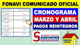 FONAVI DEVOLUCIÓN LO ÚLTIMO PAGOS REINTEGROS CRONOGRAMA MARZO Y ABRIL ENTÉRATE COMO SE DARÁN [upl. by Lianne]