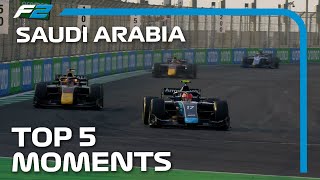 Double Overtake Jeddah Street Spins And The Top 5 F2 Moments  2021 Saudi Arabian Grand Prix [upl. by Rafaelle576]