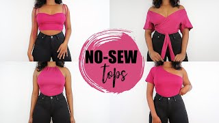 4 NOSew Tops From Old TShirts  Easy DIYs [upl. by Yriek587]