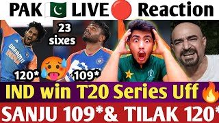 Do Bhai Dono Tabahi  PAK live🔴 Reaction on INDIA Win by 135 Tilak Verma 120 Sanju Samson 120 [upl. by Icnan]