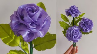 DIYHow To Make Satin Ribbon Rose FlowersTutorial Ribbon Beautiful Flowers [upl. by Ahsytal706]