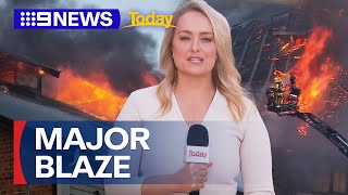 Major fire rips through buildings in Brisbane  9 News Australia [upl. by Areema]