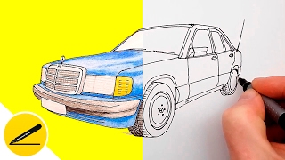 Mercedes Benz drawing – How to draw a Car  Car Drawing [upl. by Eniamrahs569]