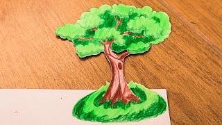 Como Dibujar Un Árbol 3D Dibujos Para Principiantes  FunKeep [upl. by Anaeg]